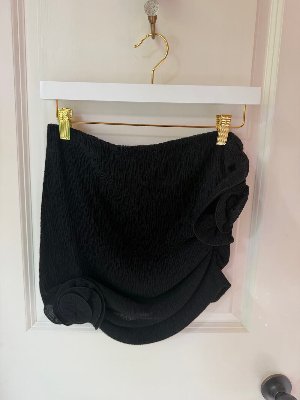Magda Butrym Crepe rose mini skirt in black size 36